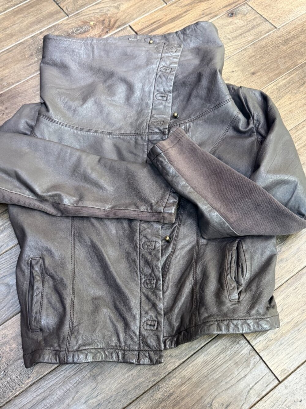 All Saints Kaito Size UK10 leather jacket brown